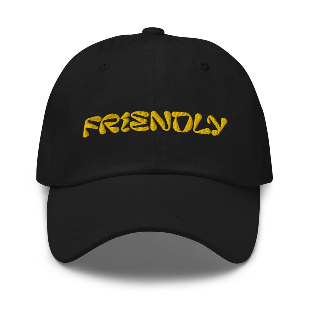 Black Friendly Dad Hat with logo - Yellow