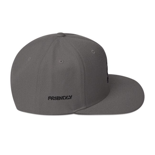 Dark Grey Friendly Snapback Hat with logo - Black