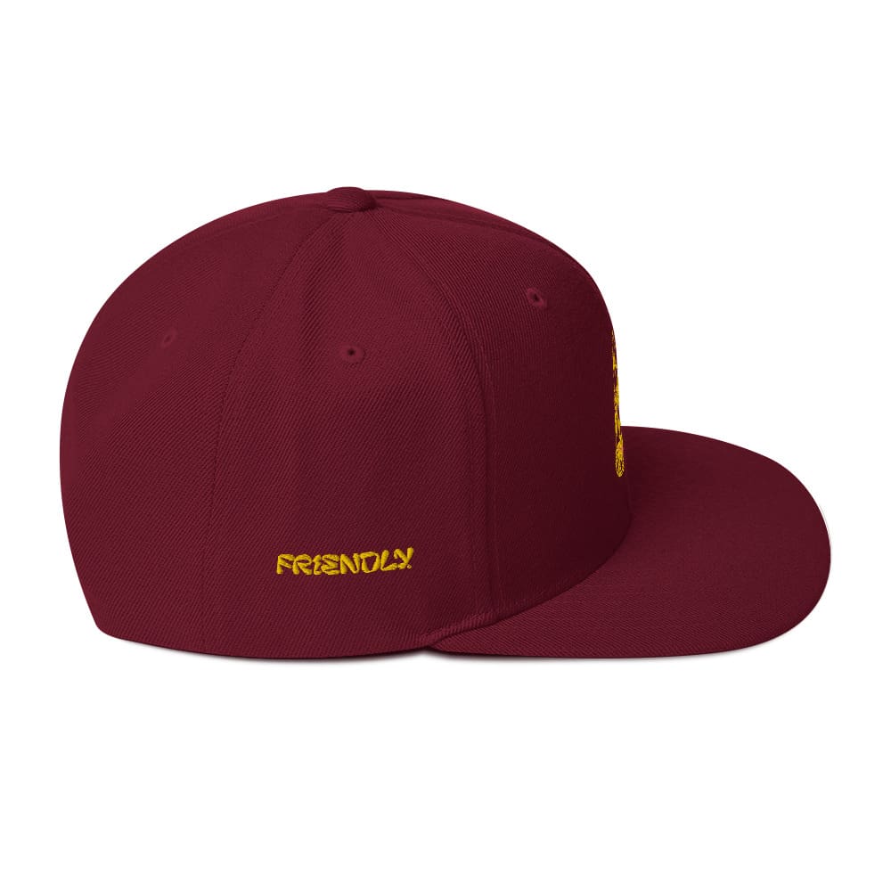 Maroon Friendly Snapback Hat with logo - Yellow